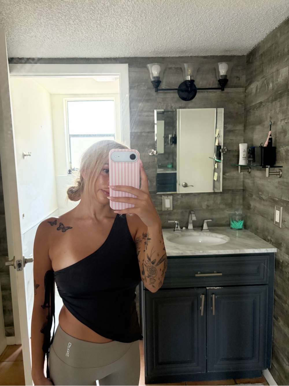 Edikted One-Shoulder Gray One-Piece with Side Tie Size XS